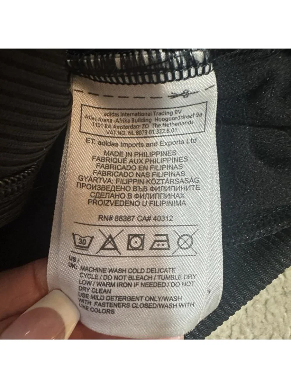 Adidas Track Jacket Girls Medium (11-12) Black With White Stripes Full Zip - Picture 8 of 12